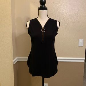 JM Collection Sleeveless Zip Top Petite